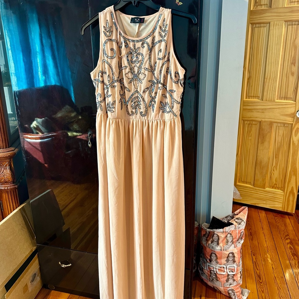 AX Paris Peach Sequin Embellished Maxi Dress